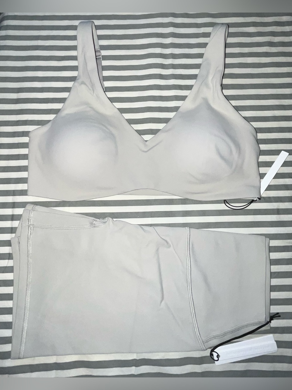 Paragon Formlux Curve LiteSculpt Bra + Sculptseam Plus 5" Shorts Pearl Gray Sz M